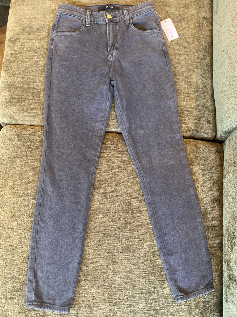 J Brand Women's Skinny Jeans in black with gold sparkle